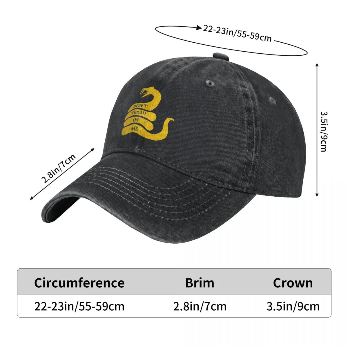 Yellow Rattlesnake Baseball Cap Dont Tread On Me Hunting Camping Fitted Retro Trucker Hat Men Women Sun Visors Baseball Caps