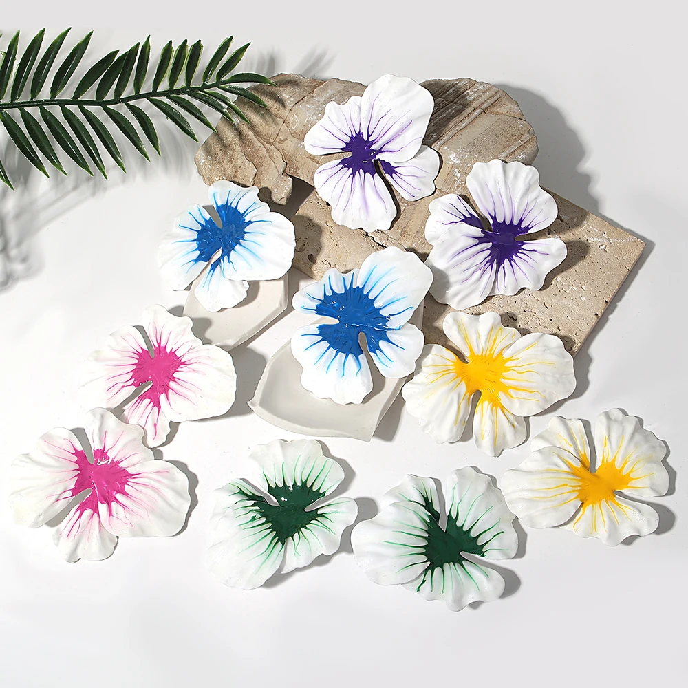 

AENSOA New Multicolor Drip Spray Paint Big Flower Stud Earrings Painting Oil Personality Temperament Design Sense Women Jewelry
