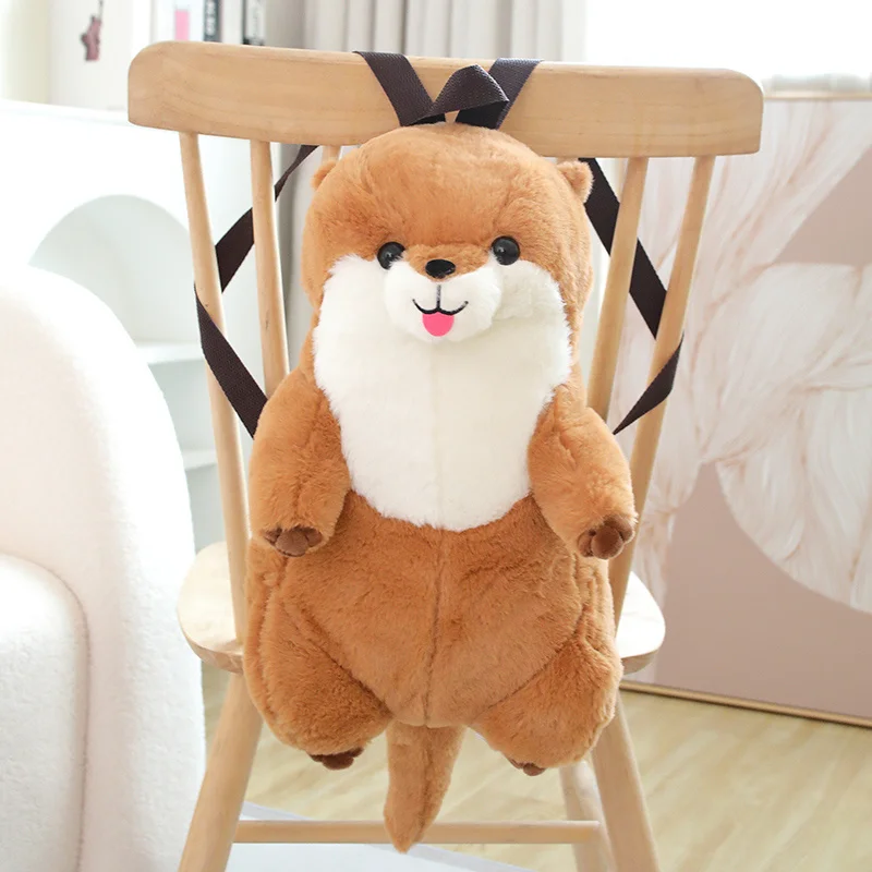 Simulazione Otter Zaino Giocattoli di peluche Peluche morbido Bambola di cartone animato Lutra Giocattolo animale Regalo creativo per ragazze dei ragazzi