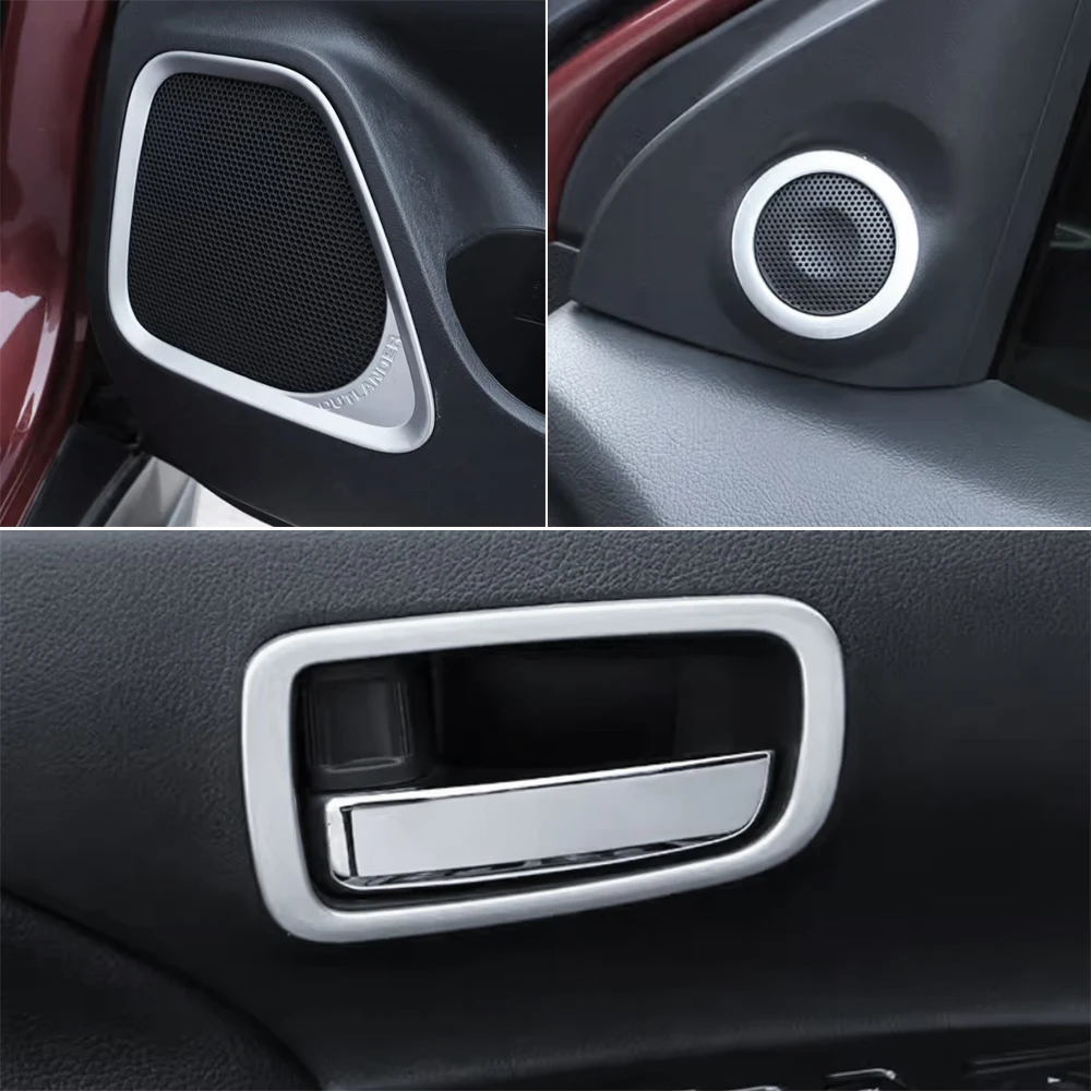 

For 2013-2021 Mitsubishi Outlander Chrome Matte Interior Door Panel Speaker Bezel Trim Mouldings 10pcs,car accessories