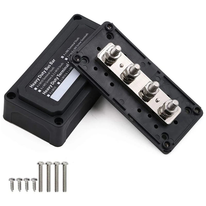 

NEW-300A Busbar Box Heavy-Duty Module Design 4X M8(5/16Inch) Post Power Distribution Block Bus Bar For Marine RV Trucks