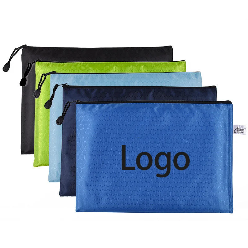 Bolsa de archivo con cremallera A4 con logotipo personalizado, bolsa de archivo de oficina, carpeta de plástico