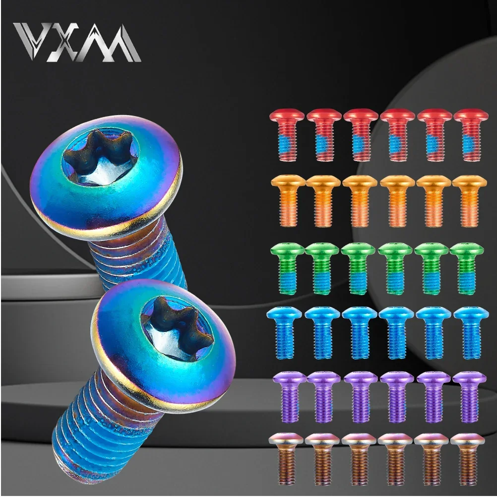 VXM Mountain Road Bicycle Brake Disc Screws Bolt Rotor Replacement Cycling Colorful 1.8g For MTB Bike Light Accessories 12Pcs