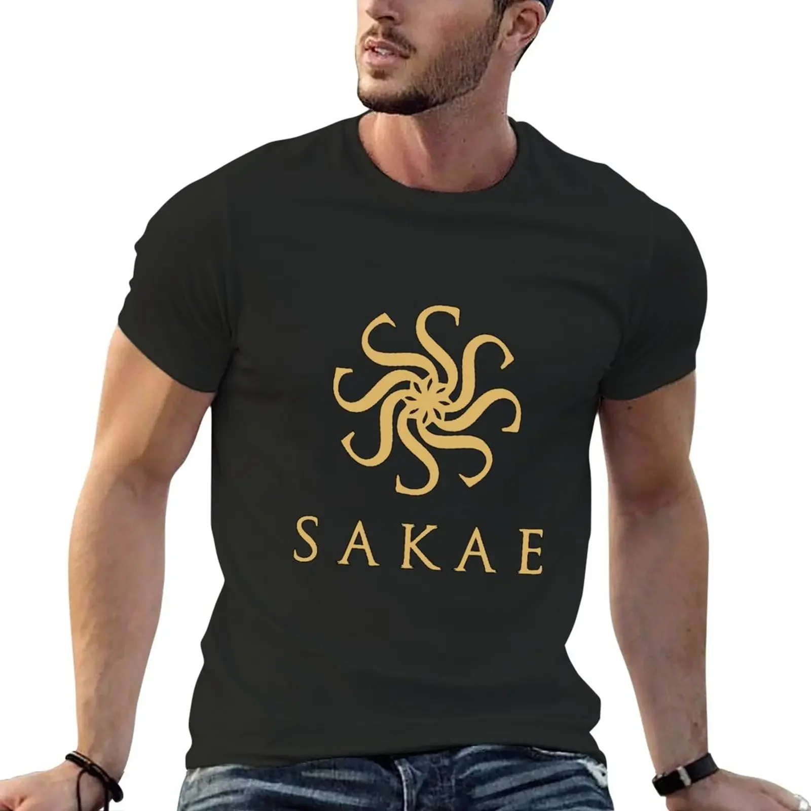 Authentic Sakae Drum Design T-Shirt graphics summer clothes plain white t shirts men