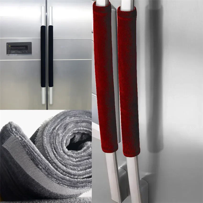 Velvet Cloth Fridge Door Knob Covers,Pad Handle Gloves, Anti-slip Refrigerator Handle Covers, Protective Sleeve,Dust Cover,1 Set