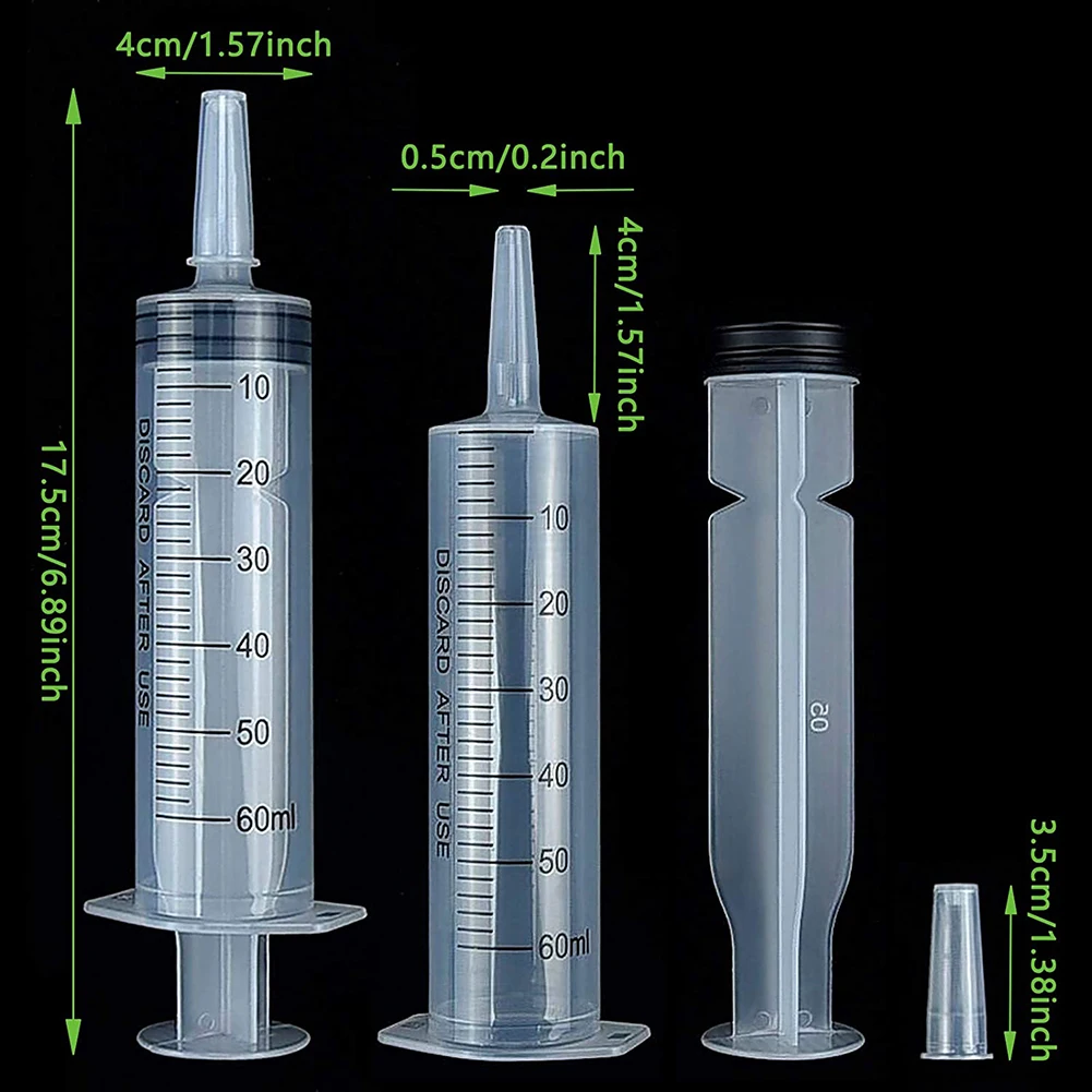 Seringa de enchimento e medição com cola, Saúde estéril nutriente sem agulha, Rega de reenchimento para hidroponia industrial, 60ml