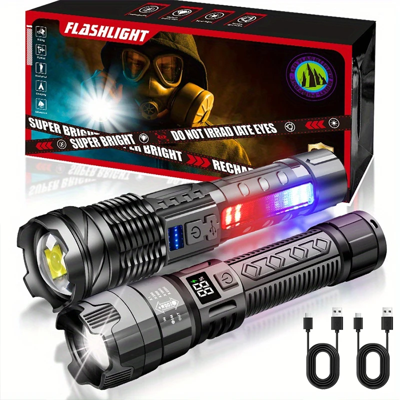 High Strong Power Led Flashlights Tactical Flash Light Torch Ultra Bright Lamp USB Charging Camping Fishing Defensa Zoom Lantern