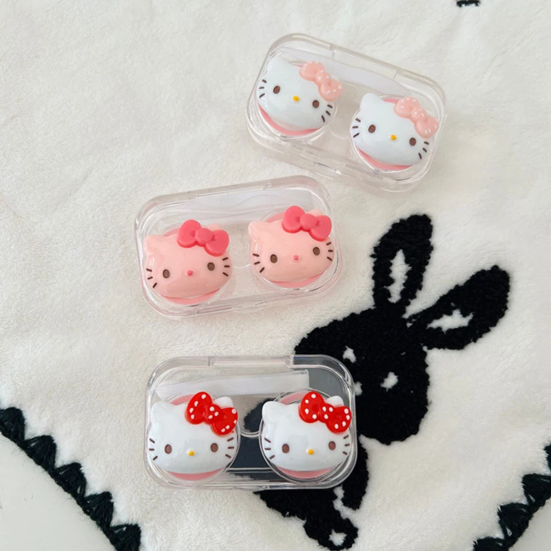 Kawaii Kt Cat Contact Lens Case Cartoon Kt Cat Contact Lens Case Portable Beauty Pupil Storage Box Contact Lens Care Container