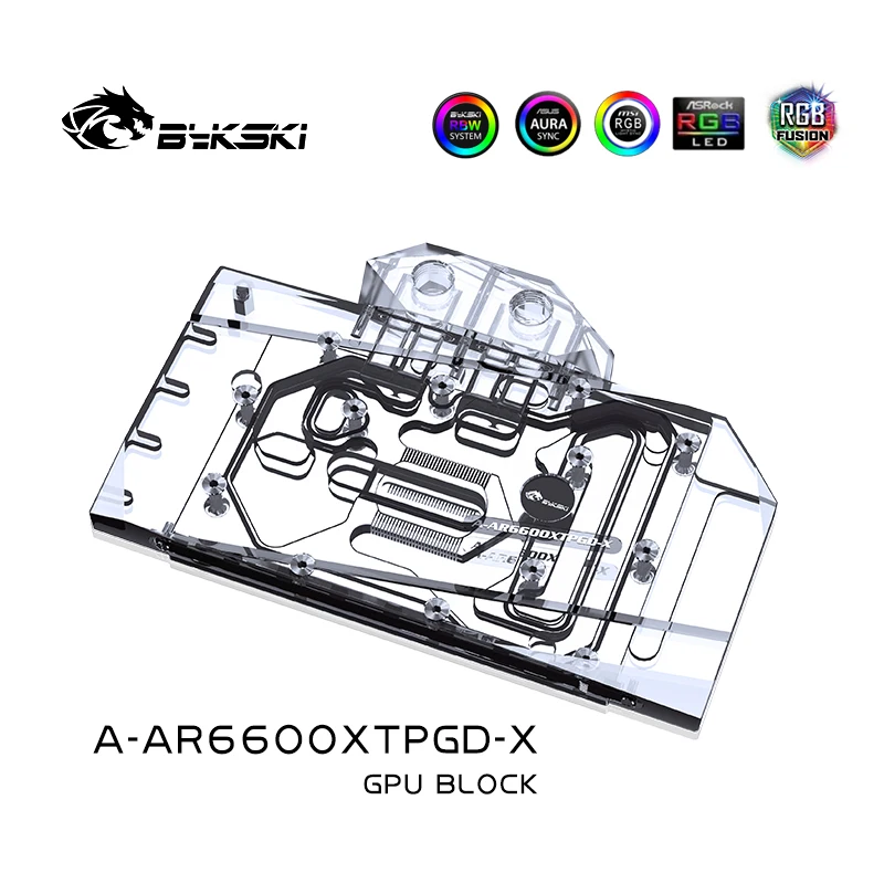 Bykski Water Copper Block Use for ASRock Radeon RX 6600 XT Phantom Gaming D GPU Card /Radiator RGB Light SYNC A-AR6600XTPGD-X