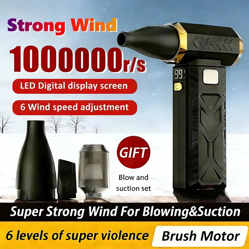

100000RPM Violent Fan Super Powerful Air Blower Vacuum Blowing Suction 2in1 For Dust Cleaner Brushless Turbo Strong Wind