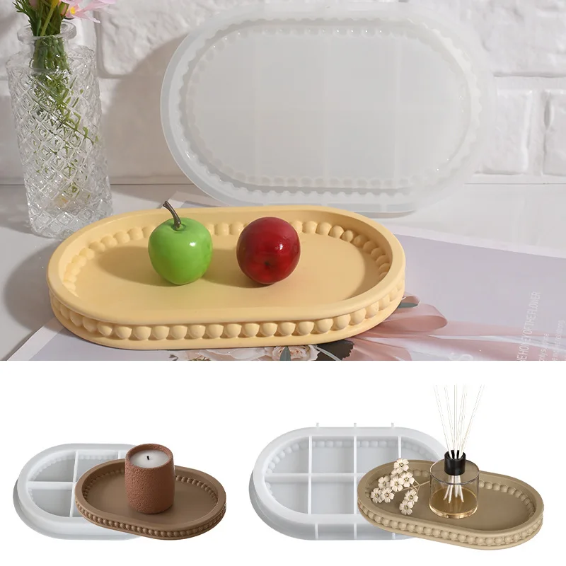 قالب بيضاوي فقاعة حبة الدانتيل صينية تخزين الراتنج قوالب عيد الميلاد الجص الاسمنت الحد الأدنى طبق قالب من السيليكون #2