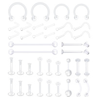 2pcs Clear Surgery Bioflex Nose Rings Belly Rings Septum Eyebrow Lip Cartilage Earring Industrial Plastic Piercing Jewelry