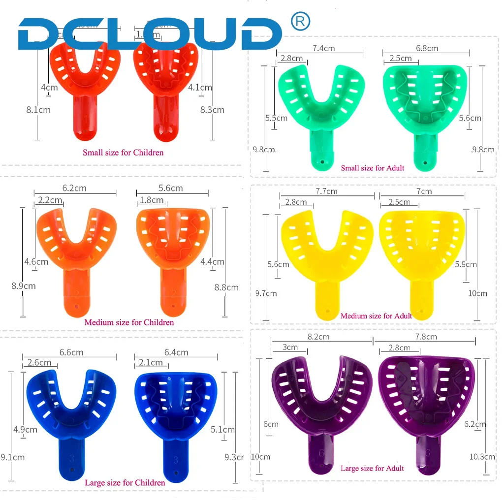 12Pcs Disposable Plastic Dental Impression Trays Adult Children Teeth Holder Dentist Oral Care Tools Autoclavable Sterilization