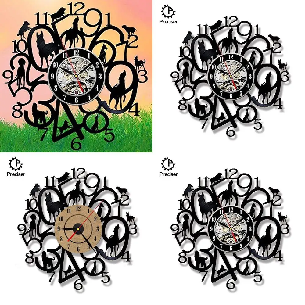 

Креативные цифровые часы с виниловой пластиной и дизайном собаки, настенные часы ручной работы для домашнего декора, виниловые подвесные часы в стиле ретро