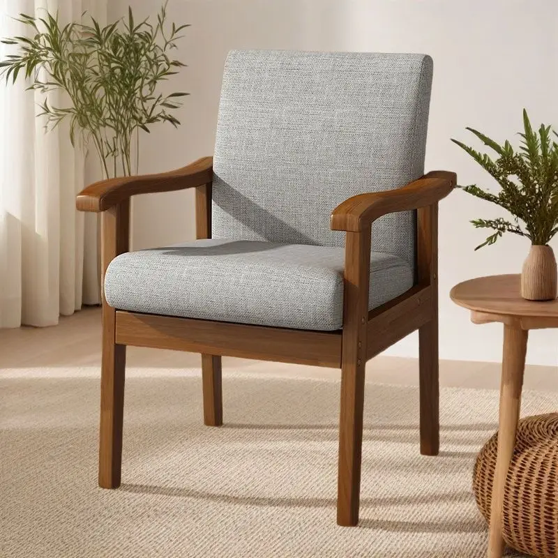 

Customizable wood sofa with armrests