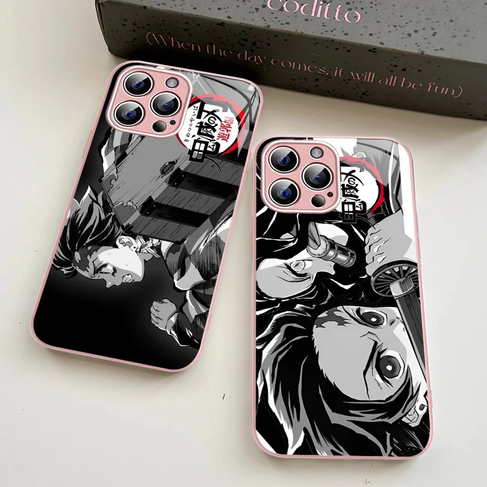 

Demon Slayer Phone Case Tempered Glass For iphone 14 13 12 11 Pro Mini XS MAX 14Plus X XS XR Cover