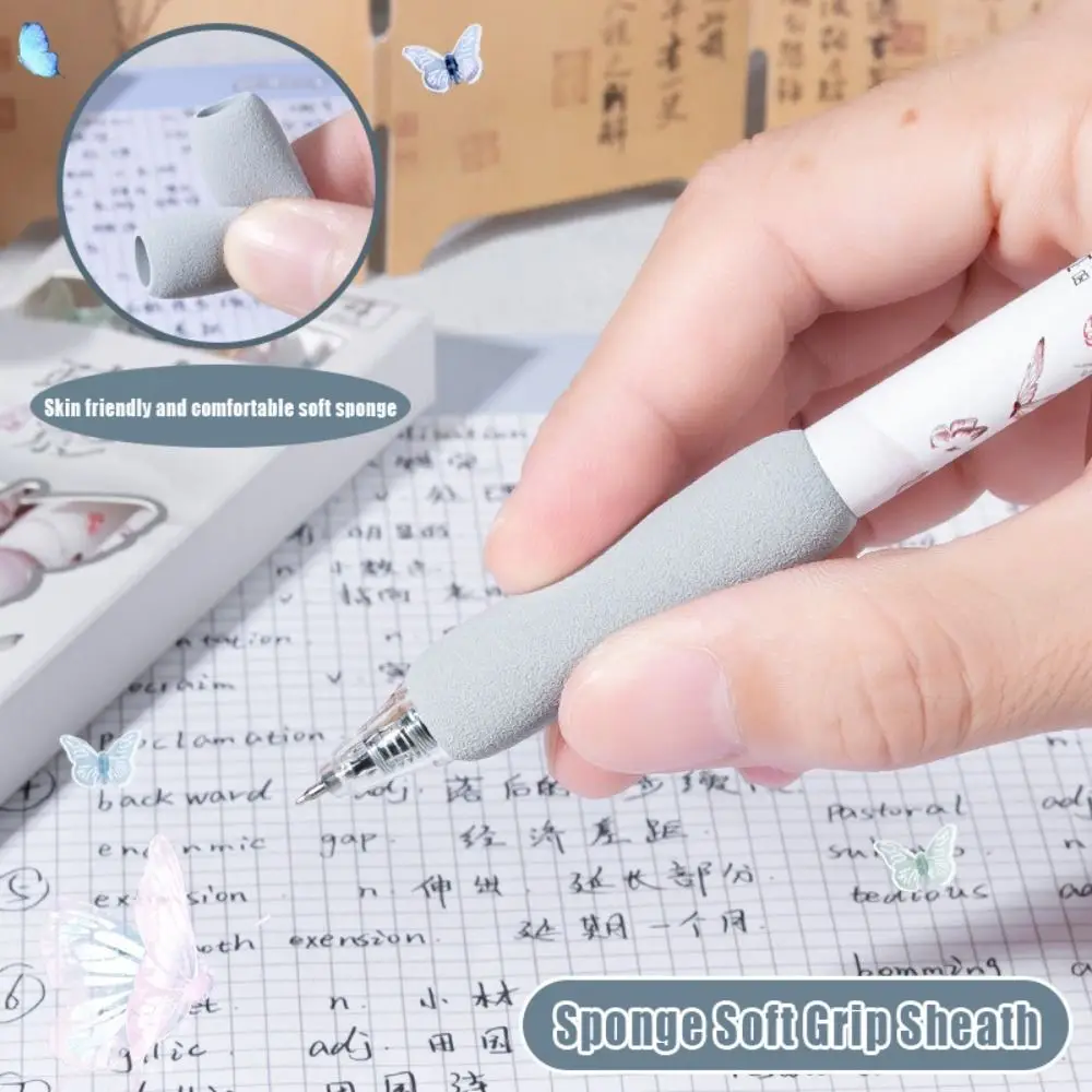 4PCS/Set Butterfly Patch Series Gel Pen 0.5mm Black Ink ST Tip Ballpoint Pen Quick Drying Press Using Office Signature Pen