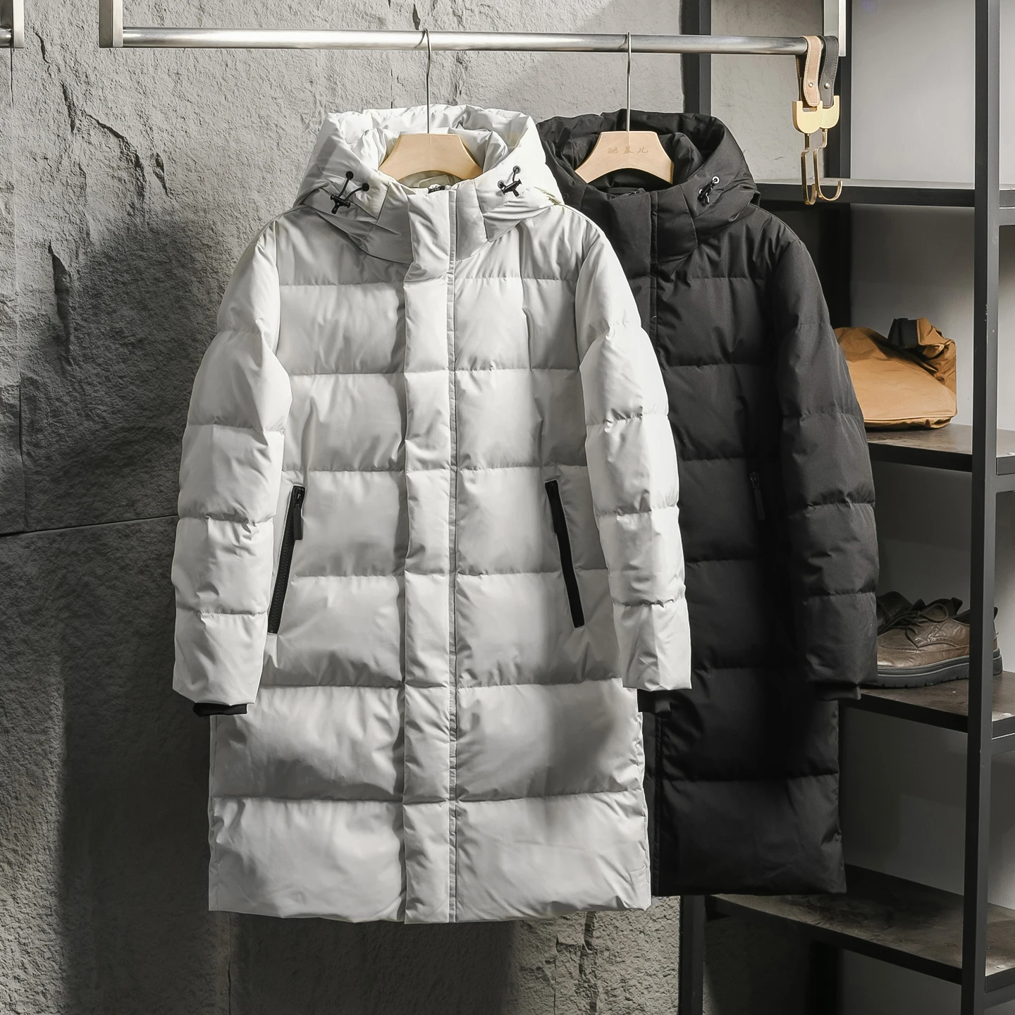 High-End 2K Level Men's down Jacket 90% White Duck down High Looseness Mid-Length Autumn Winter Warm Fashionable Urban Style
