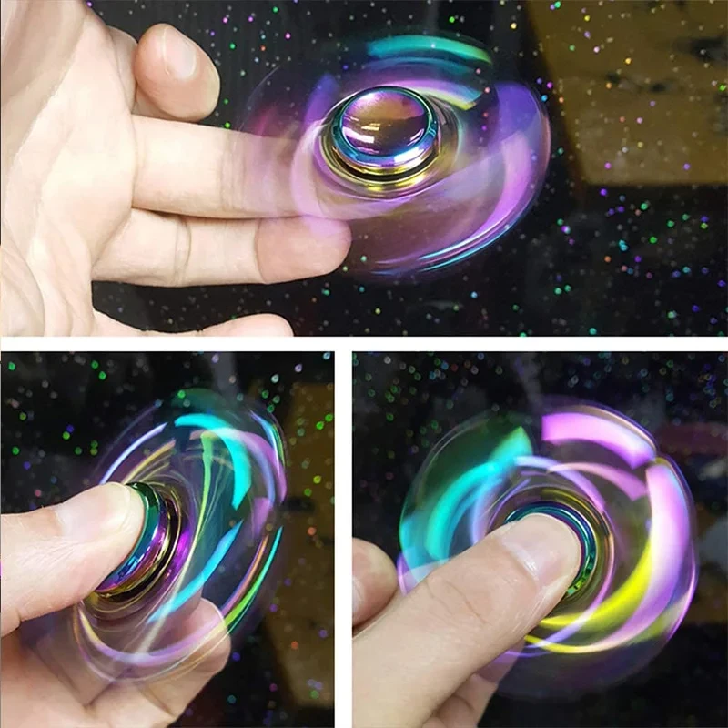 Metal Rainbow Fidget Spinner Colorful EDC Hand Spinner Anti-Anxiety Toy for Children Adult Relieves Stress Finger Spinner Gifts