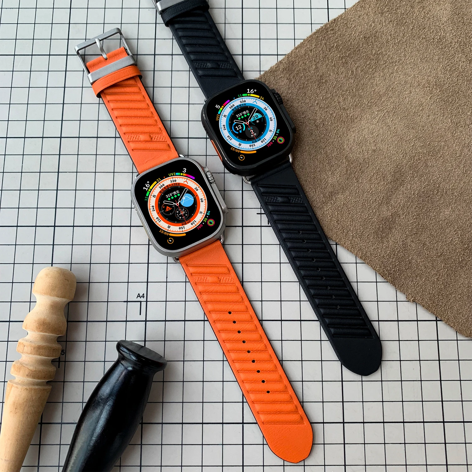 [New] Kebitt En Mer Bleu Nuit Swift Leather Single Tour Iwatch Band For Apple Watch Ultra 3 2 Series 11 10 9 8 7 6 Se 3 2 Strap