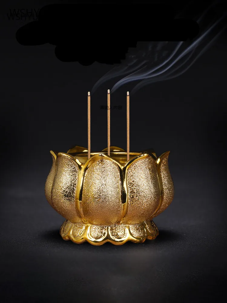 Ceramics Lotus censer Lndoor Small incense burner Buddhist supplies The living room is dedicated to the god of wealth