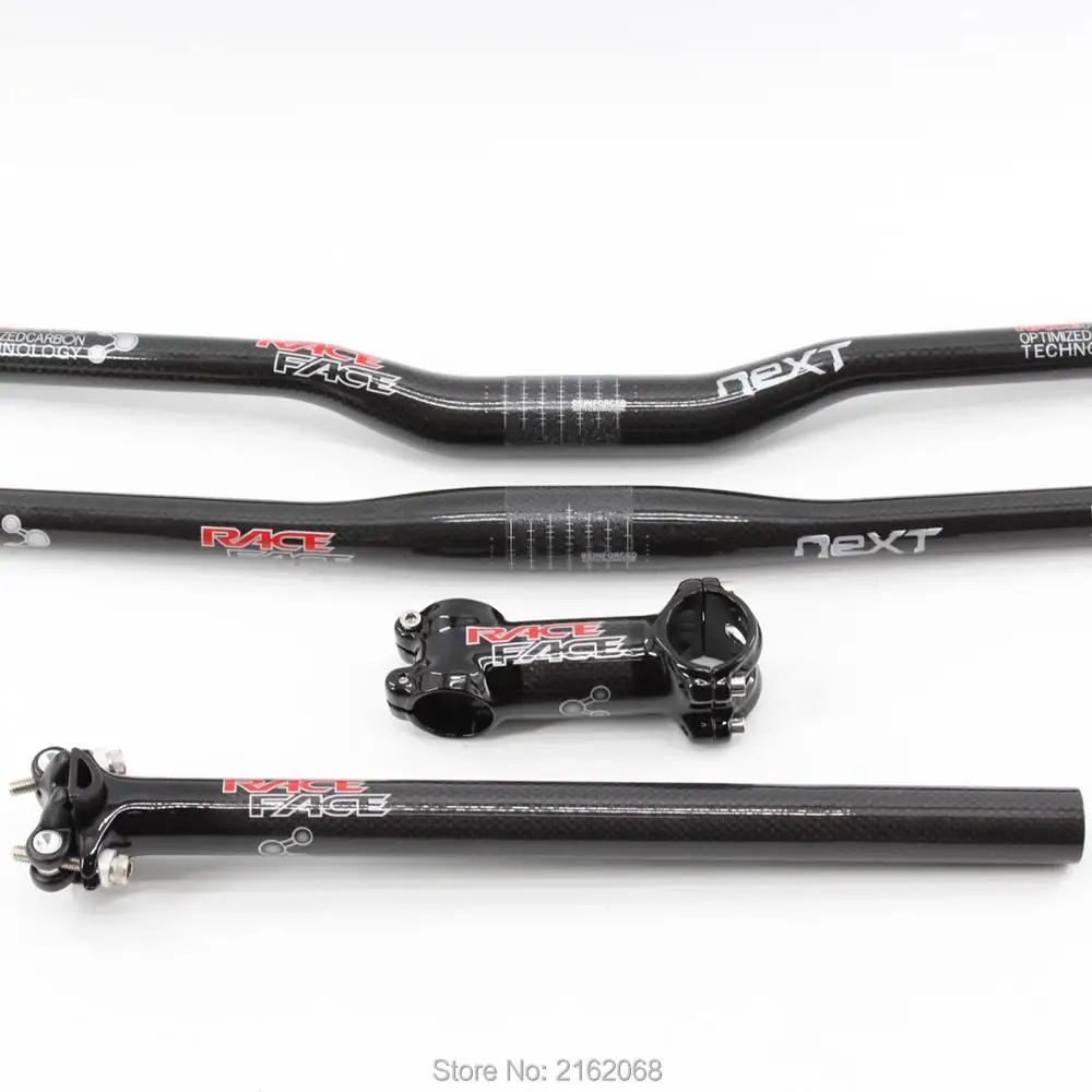 Brand New Next Mountain&Road Bike 3K Full Carbon Fibre Bicycle Handlebar carbon Seatpost Stem 6/17 Angles MTB Sets