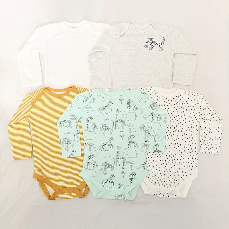 

5pcs Newborn Baby Romper Spring Autumn Winter Long Sleeve Cartoon Printed Onesies Outfit Infant Toddler Boy Girl Bodysuit Clothe