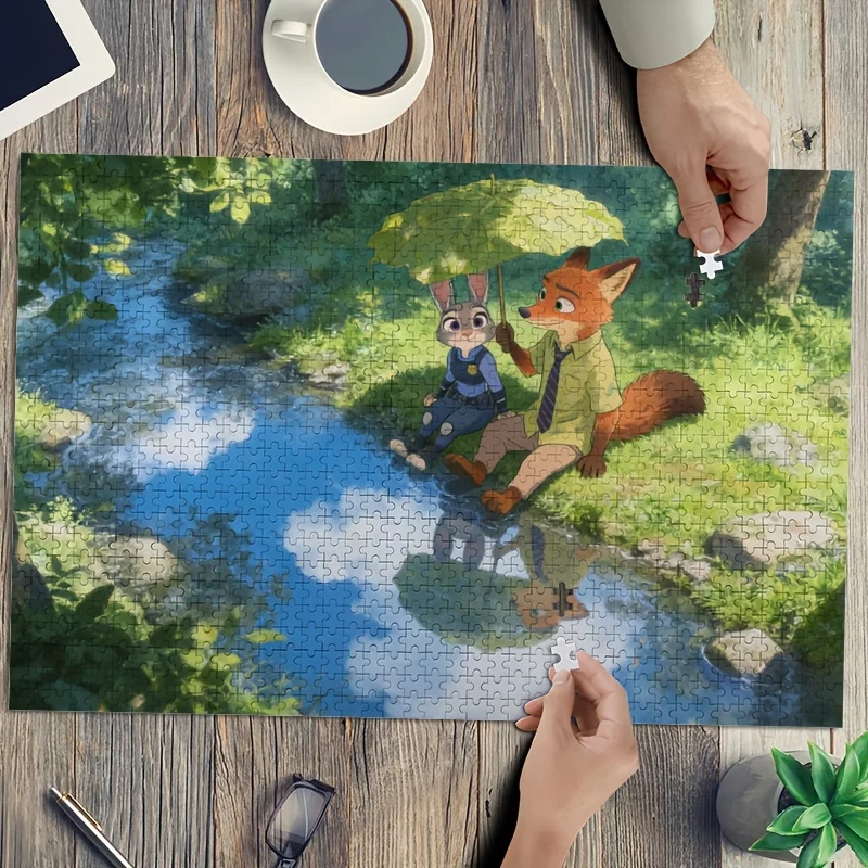 1000 stuks Disney Zootopia Judy & Nick Wilde Posterpuzzel - & Matching Challenge voor volwassenen, / Familiebord, Zootopia-themakamer De