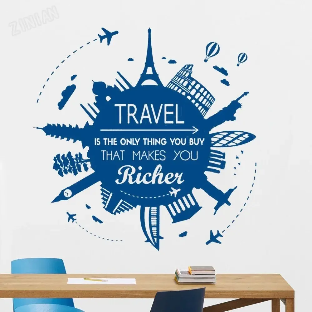 Trip Wall Sticker Travel Makes You Richer Wall Decals for Living Room Home Decor Vinyl Kids Room Wall Paper Dormitory Decal Y311