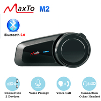 Maxto M2 Motorcycle Helmet Bluetooth Headset 5.0 For 6-Riders Intercom Distance 1000M IPX6 Waterproof Voice Call Noise Reduction