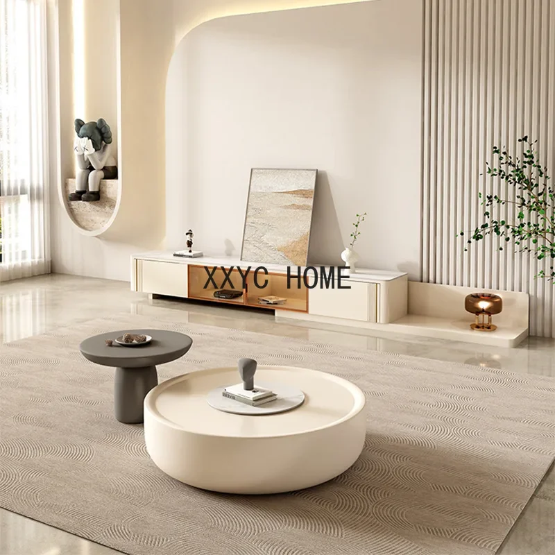 New Design Round Coffee Table Small Modern Coffee Table With Sintered Stone Table Top For Living Room