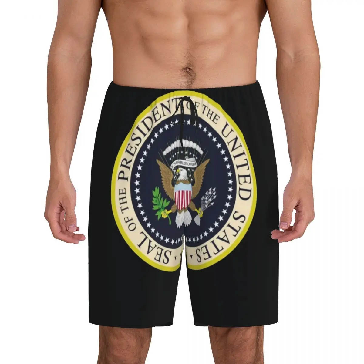 

Мужские короткие пижамные шорты с индивидуальным принтом «Печати Президента США» для сна и отдыха
