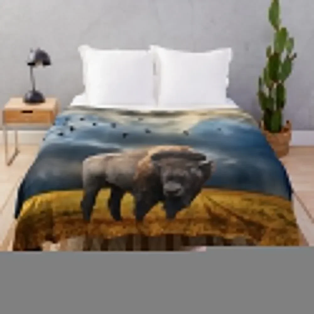 

Buffalo On The Plains Throw Blanket Cute Kid'S Thermal blankets ands Thin Blankets