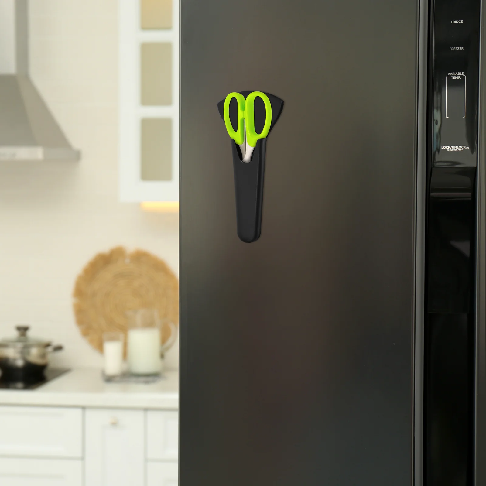 Magnetic Scissor Holder for Refrigerator Lightweight Plastic Magnet Material Protective Sleeve Prevents Scratches Easy