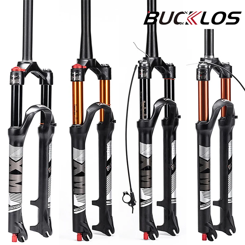 

BUCKLOS Air Suspension Bicycle Fork 26 27.5 29 Fork Mountain Bike 120mm Travel Disc Brake MTB Air Fork Straight Tapere Tube