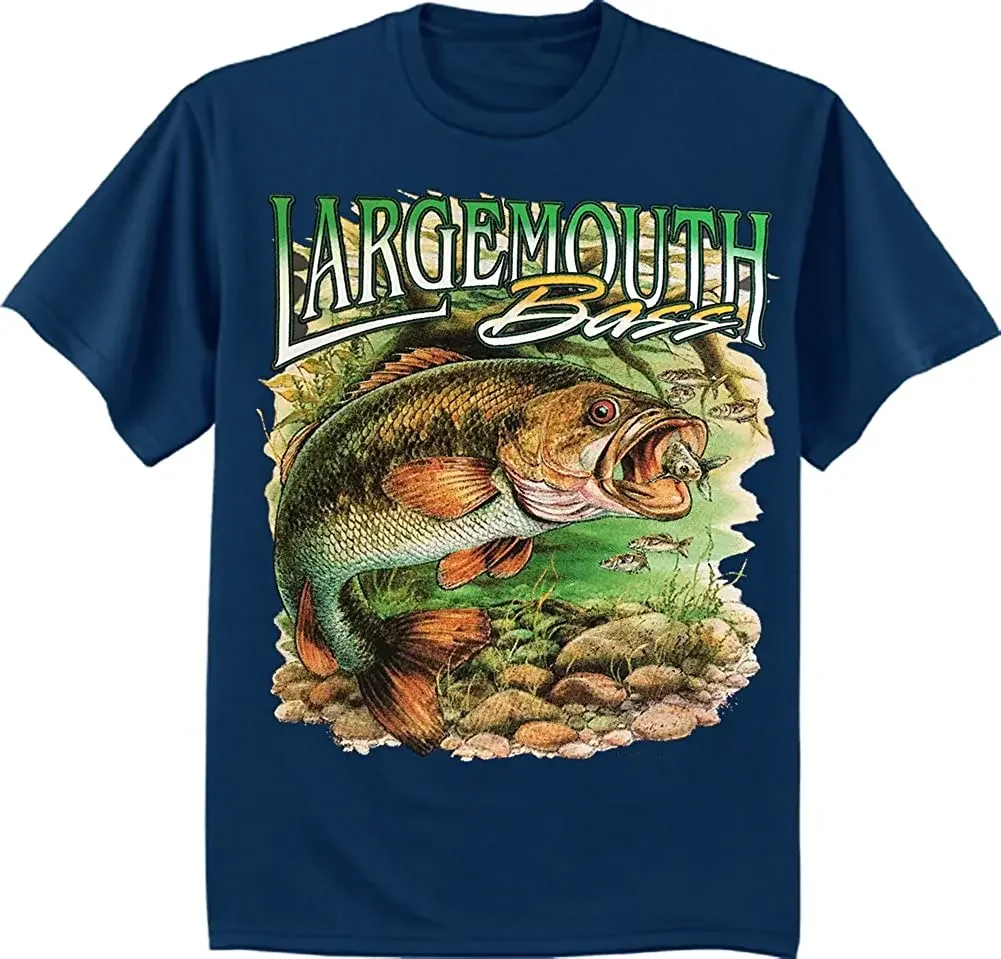 100% Cotton O-Neck Short Sleeve Casual Mens T-shirt Size S-5XL Largemouth Bass Fisherman Fishing Loves Anglers Gift T-Shirt