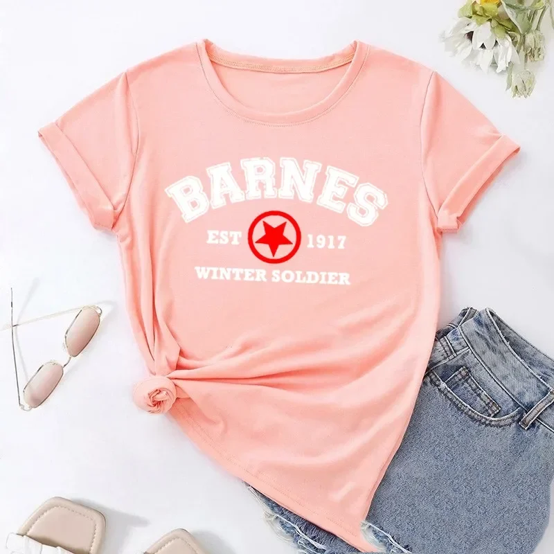 Barnes 1917 T Shirts Women Summer Vintage Winter Soldier Bucky Barnes Short Sleeve T-Shirt Women Short Sleeve Tee Shirts