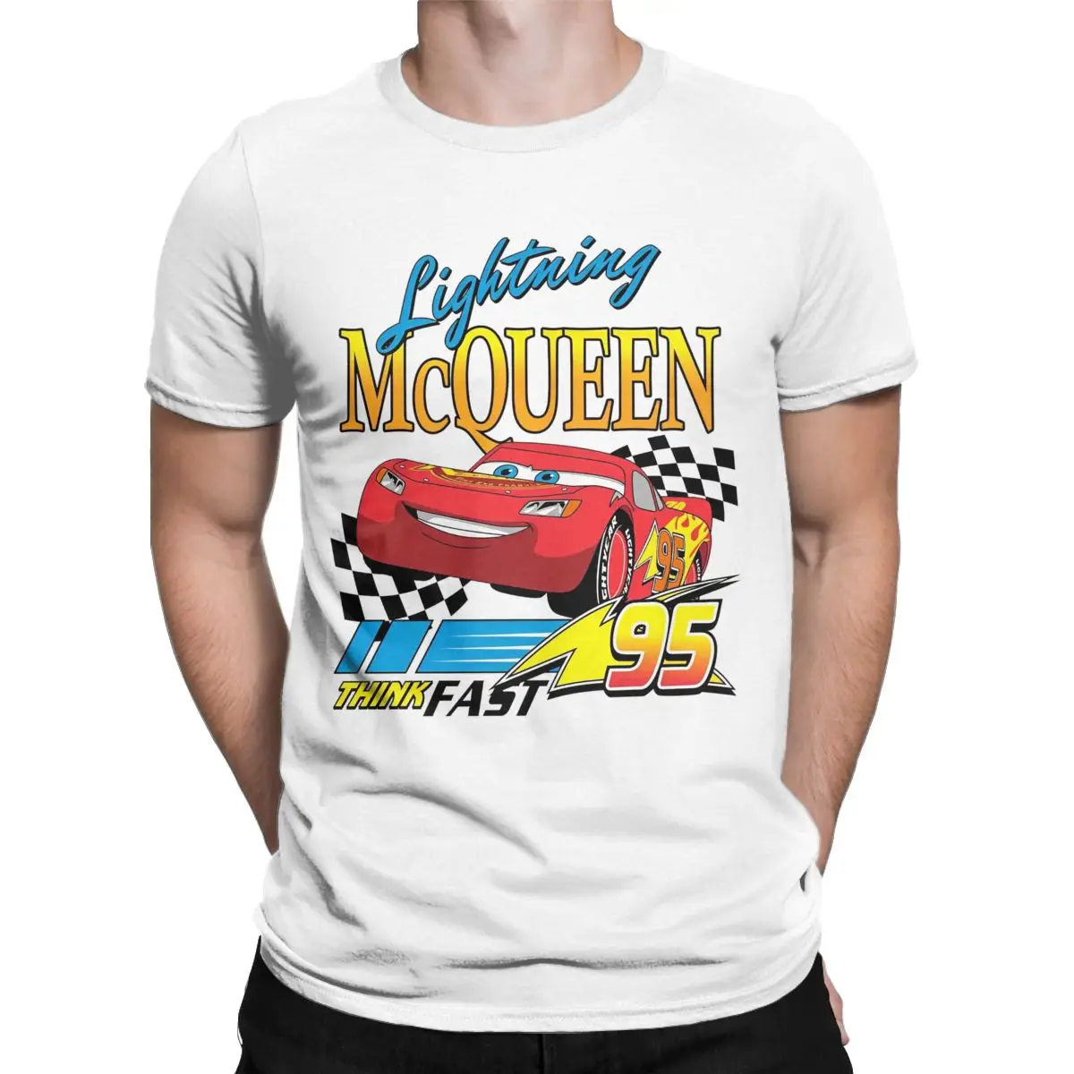 Lightning Mcqueen Cars 95 T Shirt Men Pure Cotton Vintage T-Shirts O Neck Cartoon Tee Short Sleeve Clothes 4XL 5XL 6XL