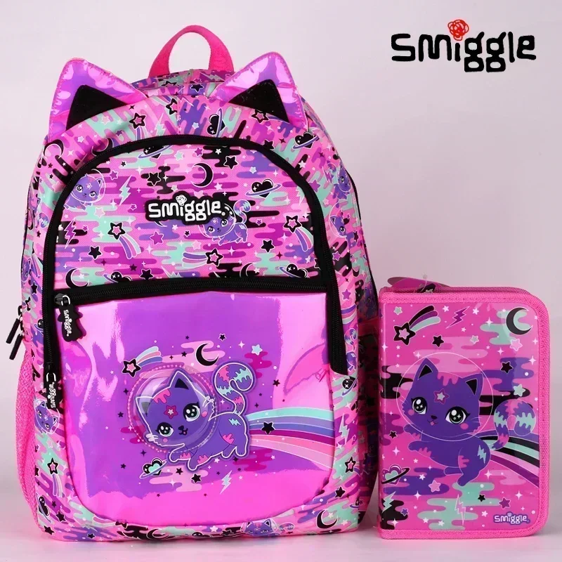 Genuine Australian Smiggle Pink Space Cat Large Capacity Backpack Wallet Lunch Bag Water Bottle Stationery Student Gift