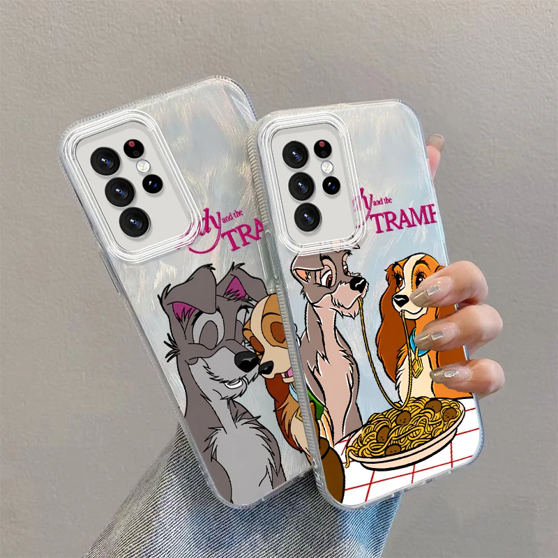 Disney Lady And The Tramp For Samsung S24 S23 S21 FE Plus Ultra A03 A25 A23 A22 A21S A15 A14 A12 5G Feather Yarn Funda