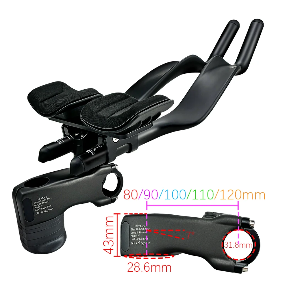 26 BALUGOE MTB Fahrradlenker, vertikaler Lenkervorbau, Triathlon-Lenker, modifizierter Rennrad-TT-Lenker, Spoon-Seitenlenker, 28,6-31,8 mm – Detail 9