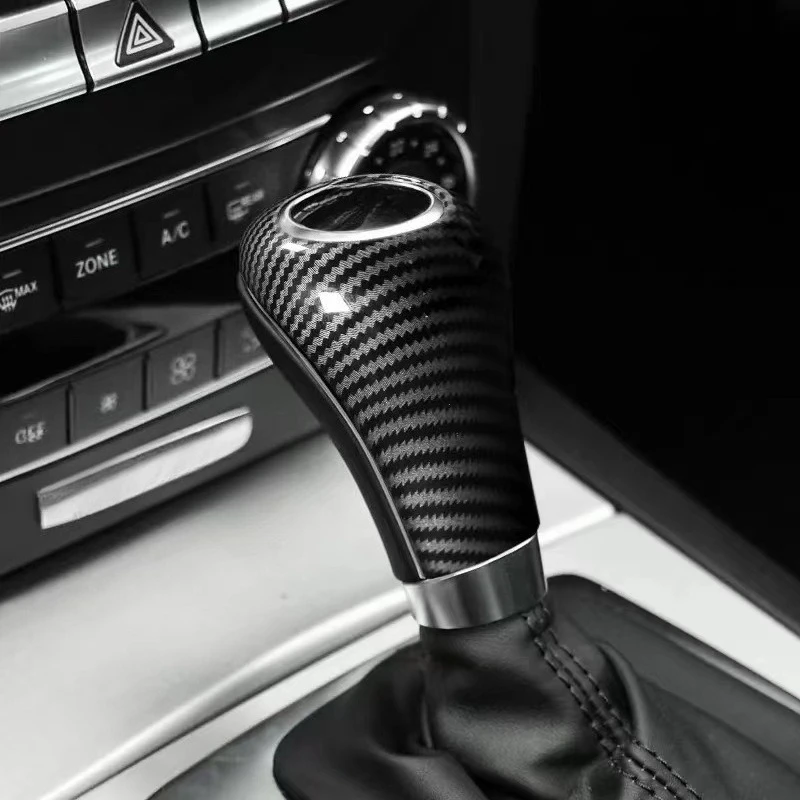 

For Mercedes-Benz W204 W211 W212 W169 CLS A C E G Gear Shift Knob Cover Carbon Fiber Pattern OEM Direct Fit Easy Install Upgrade