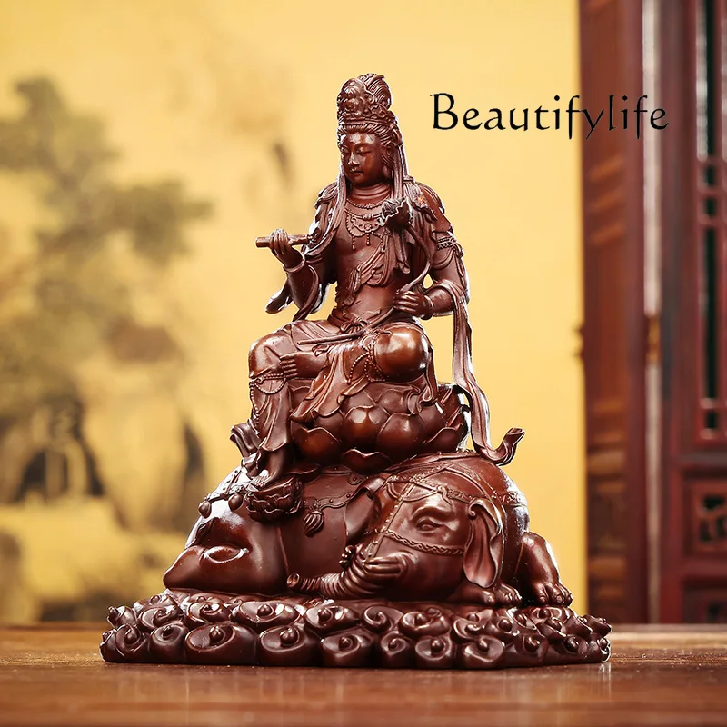 

Copper Manjushri Puxian sitting statue, home office desktop mini Buddha handicraft decoration