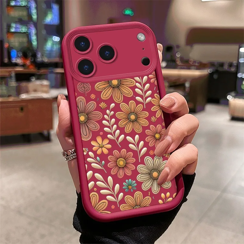 Retro floral design suitable for Apple 17 PRO MAX phone case iPhone 16 new 15 all inclusive 14 anti drop 13 soft case