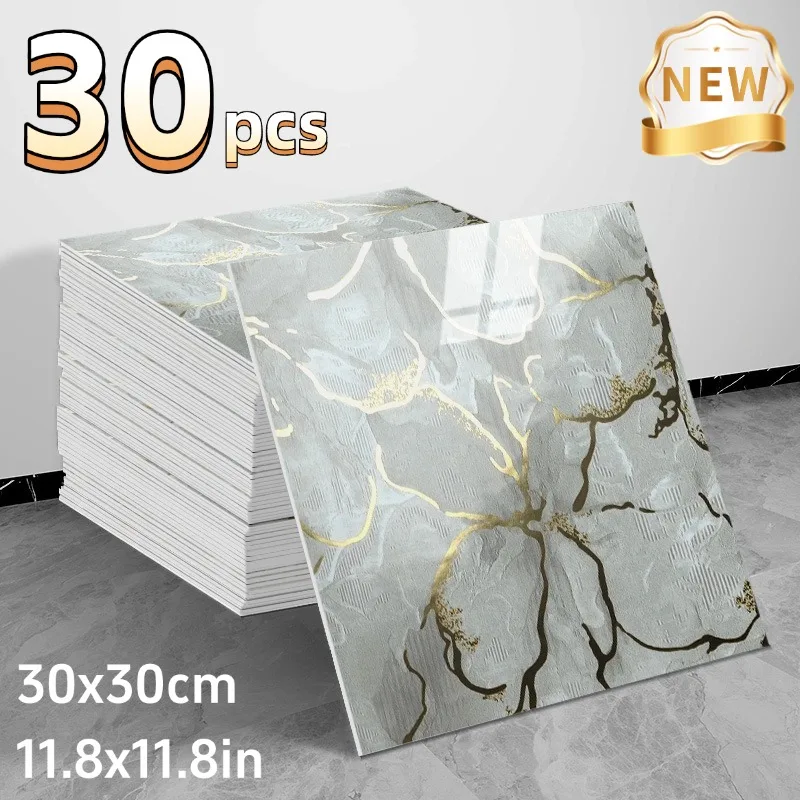 

Gold Studded Collage Imitate Tile Wall Stickers for Kitchen Backsplash Bathroom and Living Room Decor Self Adhesive Foam Sticker