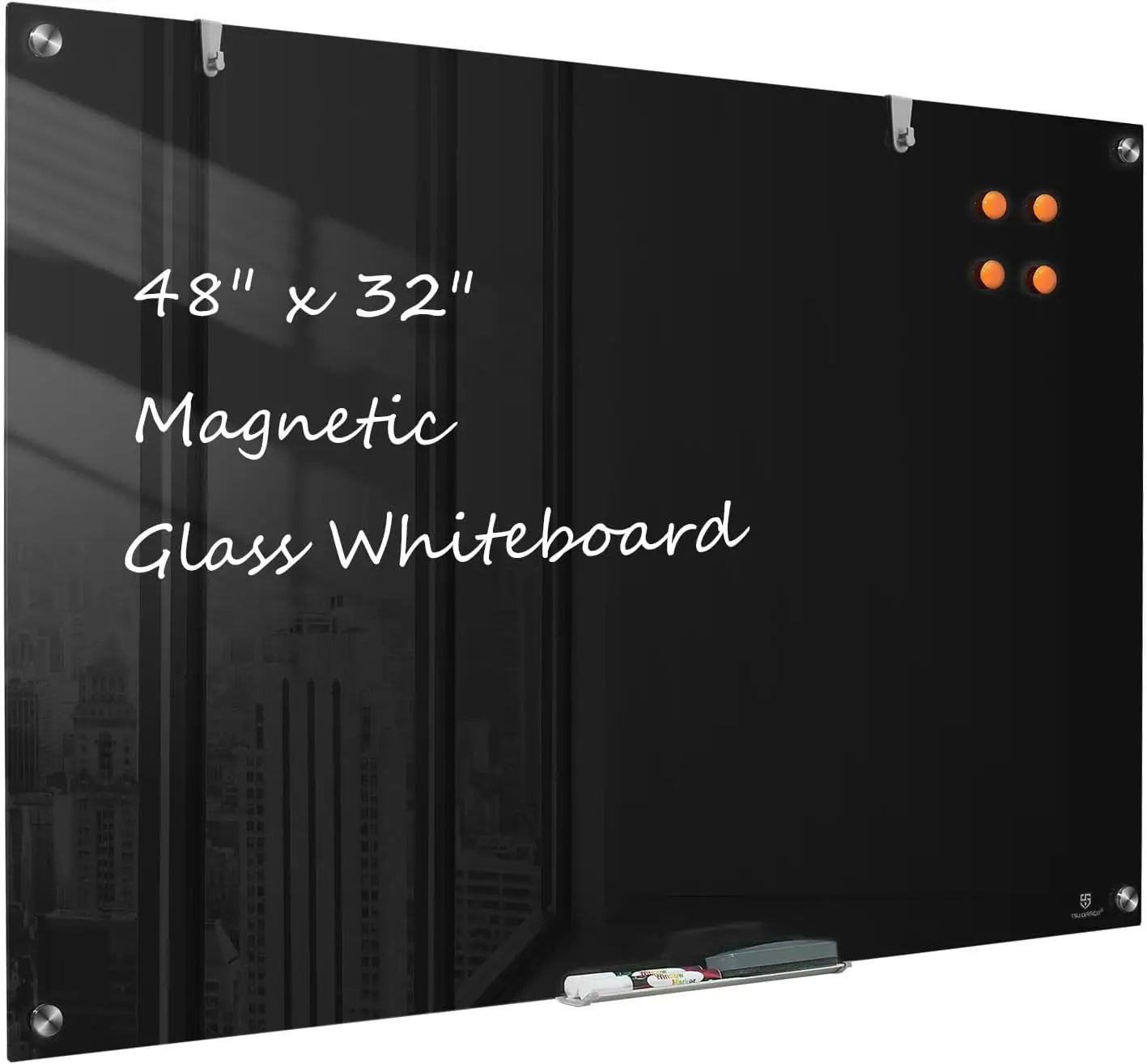 

48x32 Inch Magnetic Glass Whiteboard, Frameless Wall Mounted Dry-Erase Board for Office Home School