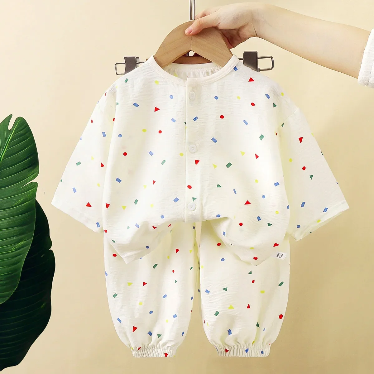 Children's Summer Thin Pajamas Boys Girls Cartoon Letter Print Long Sleeve T-shirt + Pants Sleepwear Baby Casual Clothing Sets