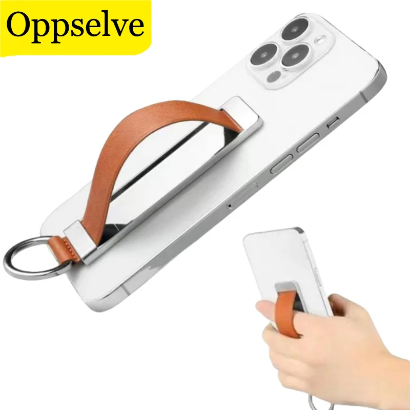 New Cellphone Finger Kickstand Universal Mobile Phone Finger Strap Grip Phone PU Leather Wristband Holder Grip Telescopic Mount