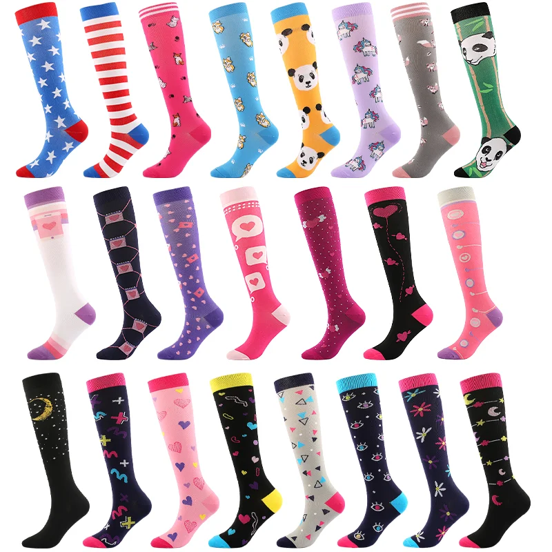 

Compression Socks Women's Long Christmas Halloween Knee Length Stockings Nurse Medical Pregnancy Edema Elastic Socks Varicocele