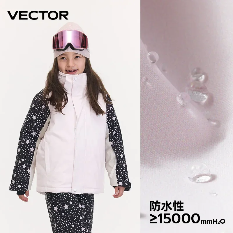 VECTOR Ski Jacket Children Hooded Sweater Reflective Boys and Girls Ski Jacket Thickened Warmth Waterproof Ski Equipment 2023